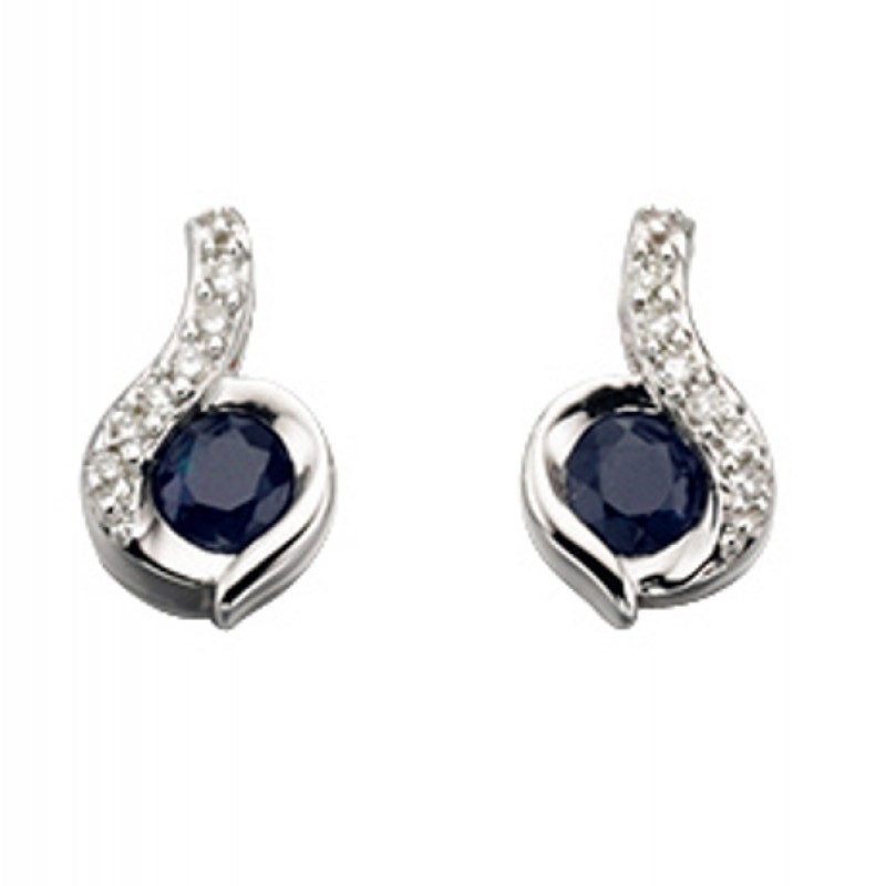 Diamond Blue Sapphire Earrings 